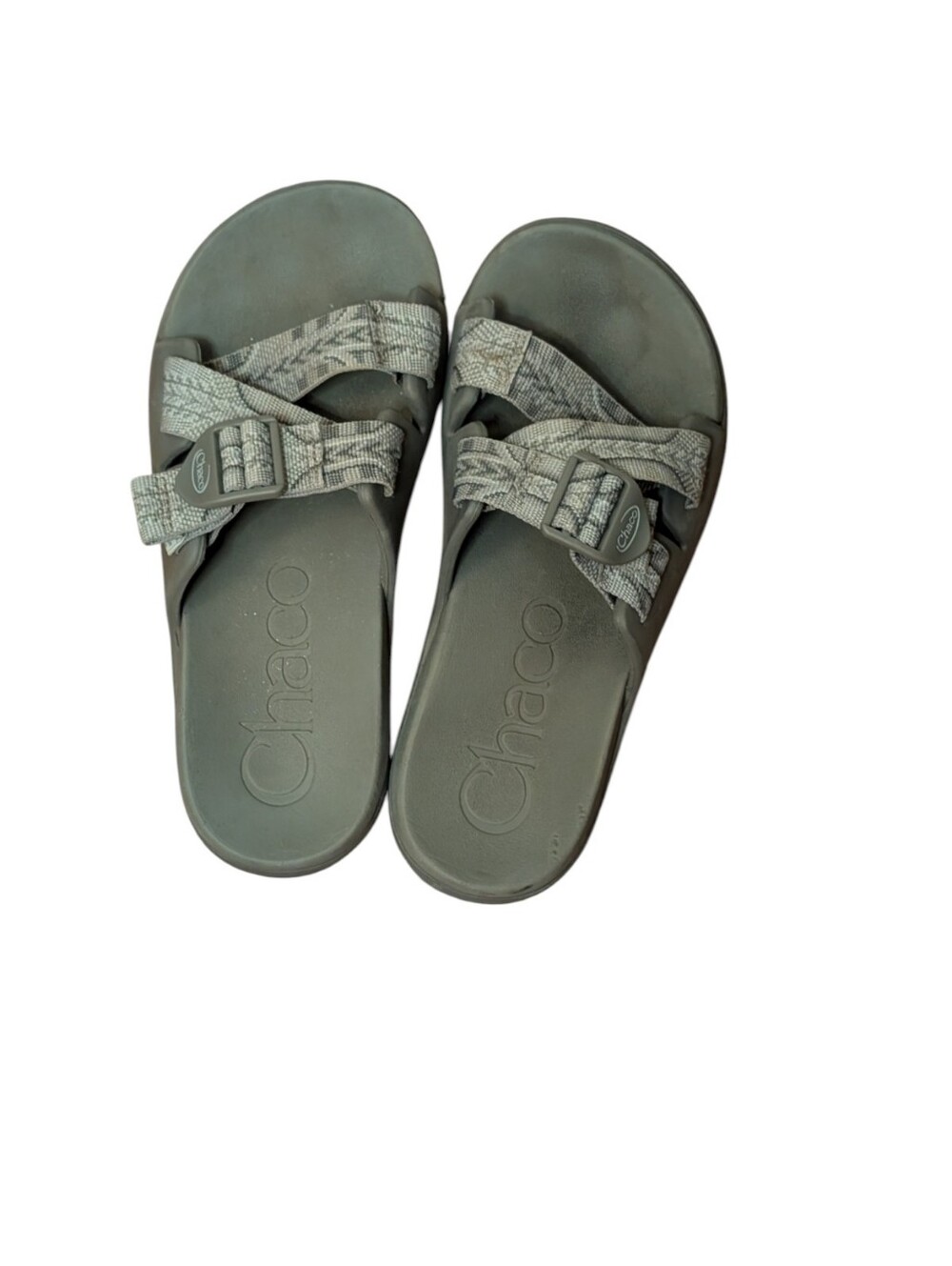 Chaco Chillos Slide Sandals Grey Patterned Straps Slip On Shoes women's size 6 - Picture 9 of 9